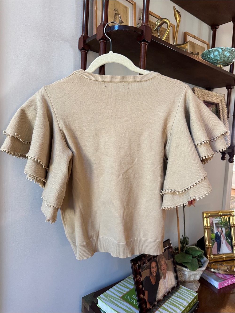 Strut  & Bolt Cream Ruffle Sleeve Sweater Top - Picture 3 of 3